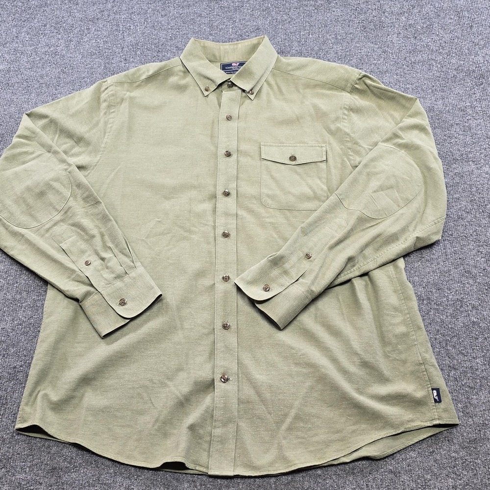 Vineyard Vines Shirt Mens Large Green Slim Fit Crosby Long Sleeve Button Down